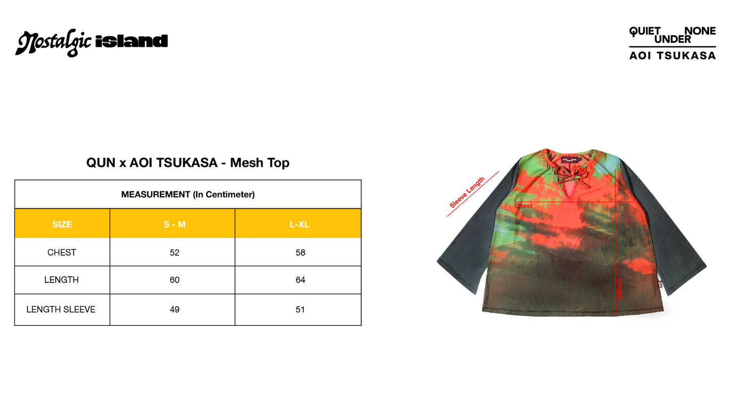 QUIET UNDER NONE X TSUKASA BLUR MESH TOP