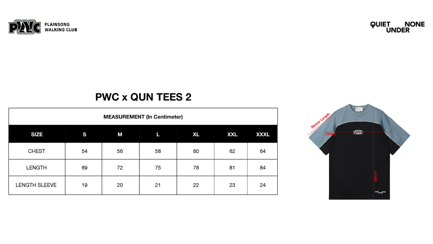 QUIET UNDER NONE X PLAINSONG WALKING CLUB - BLUE BLACK LIST TEE