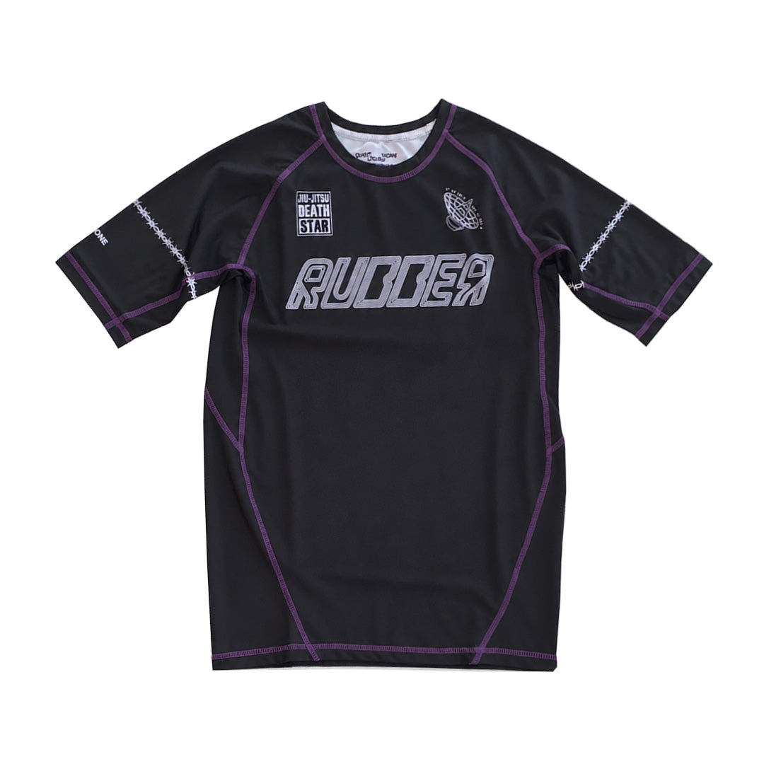 QUIET UNDER NONE X TEENAGE DEATH STAR BLACK RASHGUARD SHORT SLEEVE