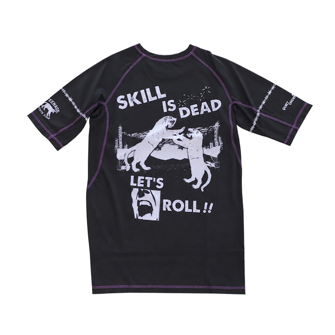 QUIET UNDER NONE X TEENAGE DEATH STAR BLACK RASHGUARD SHORT SLEEVE