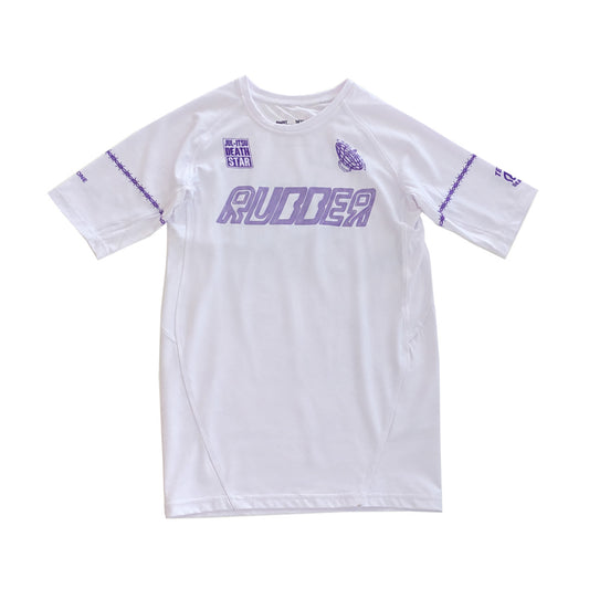 QUIET UNDER NONE X TEENAGE DEATH STAR WHITE RASHGUARD SHORT SLEEVE