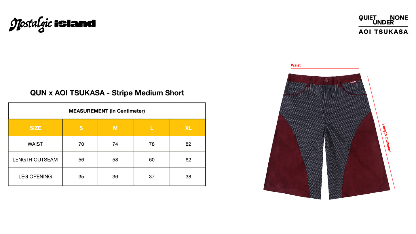 QUIET UNDER NONE X TSUKASA STRIPE MEDIUM SHORTS
