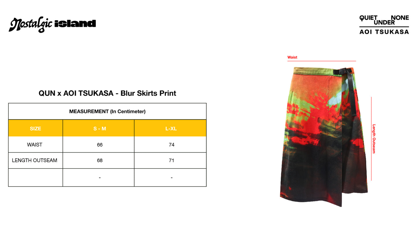 QUIET UNDER NONE X TSUKASA BLUR SKIRT PRINT